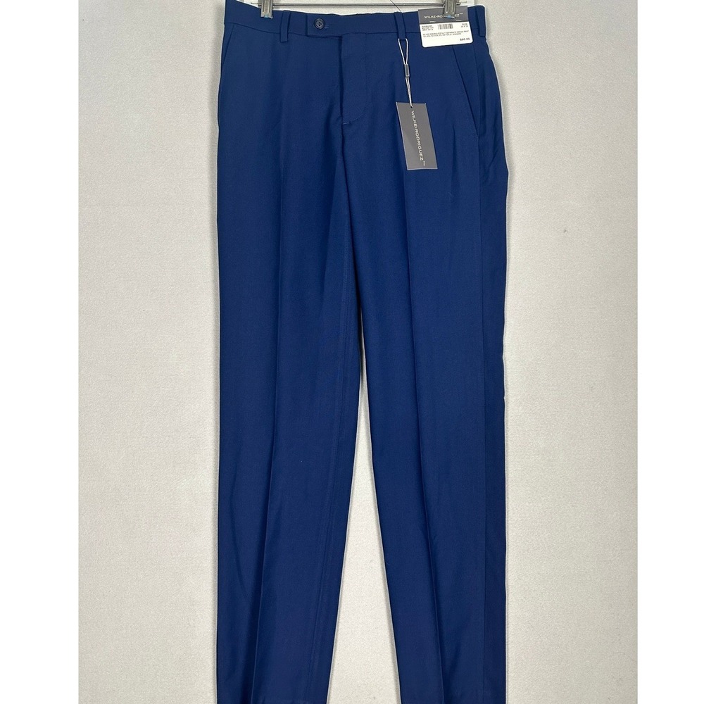 NEW Wilke Rodriguez Pants Men 30X32 Blue 2-Way Stretch Dress Flat Front Straight